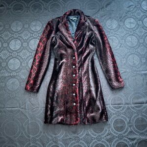 vintage betsey johnson faux fur leopard duster coat